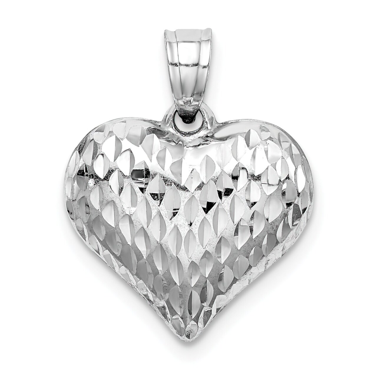 Sterling Silver Puffed Heart Charm &#x26; 18&#x22; Chain Jewerly 34.4mm x 28.5mm